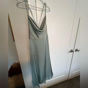 Elegant Sage Green Satin Slip Dress